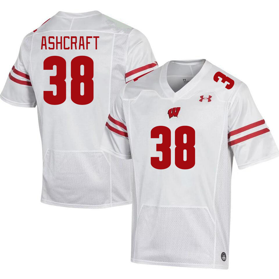 Men #38 Tucker Ashcraft Wisconsin Badgers College Football Jerseys Stitched Sale-White